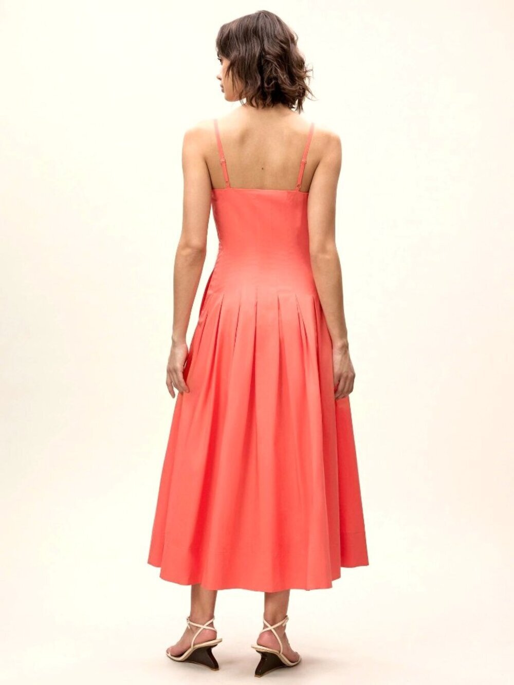 Rebecca Taylor Priya Poplin Midi Dress Coral Womens Size 10 - Picture 5 of 10